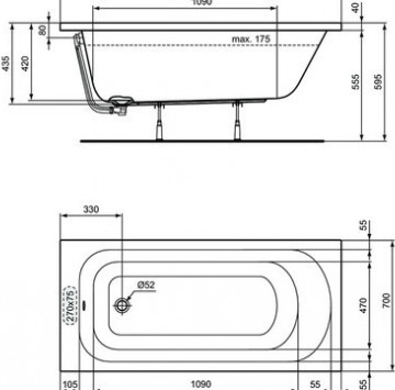 Вана Simplicity 150/70см акрил бяла IDEAL STANDARD