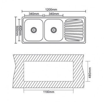 Кухненска мивка алпака ICK12050SSR 120/50см ИНТЕР КЕРАМИК