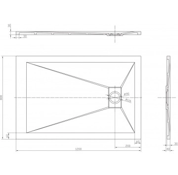 Душ корито Rough Stone ICST12080RS-1 120/80см бял мат ИНТЕР КЕРАМИК
