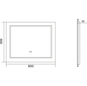 Огледало Нелис ICL1815 80/h60см. с вградено LED осветление Touch screen ИНТЕР КЕРАМИК