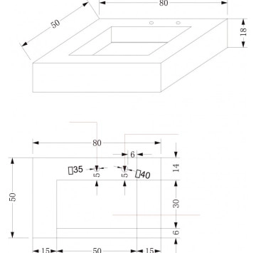 Мивка Pietra 80см кварц бял мат ICL12049/80W ИНТЕР КЕРАМИК