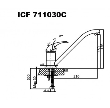 Смесител за кухня ICF7111030C хром ИНТЕР КЕРАМИК